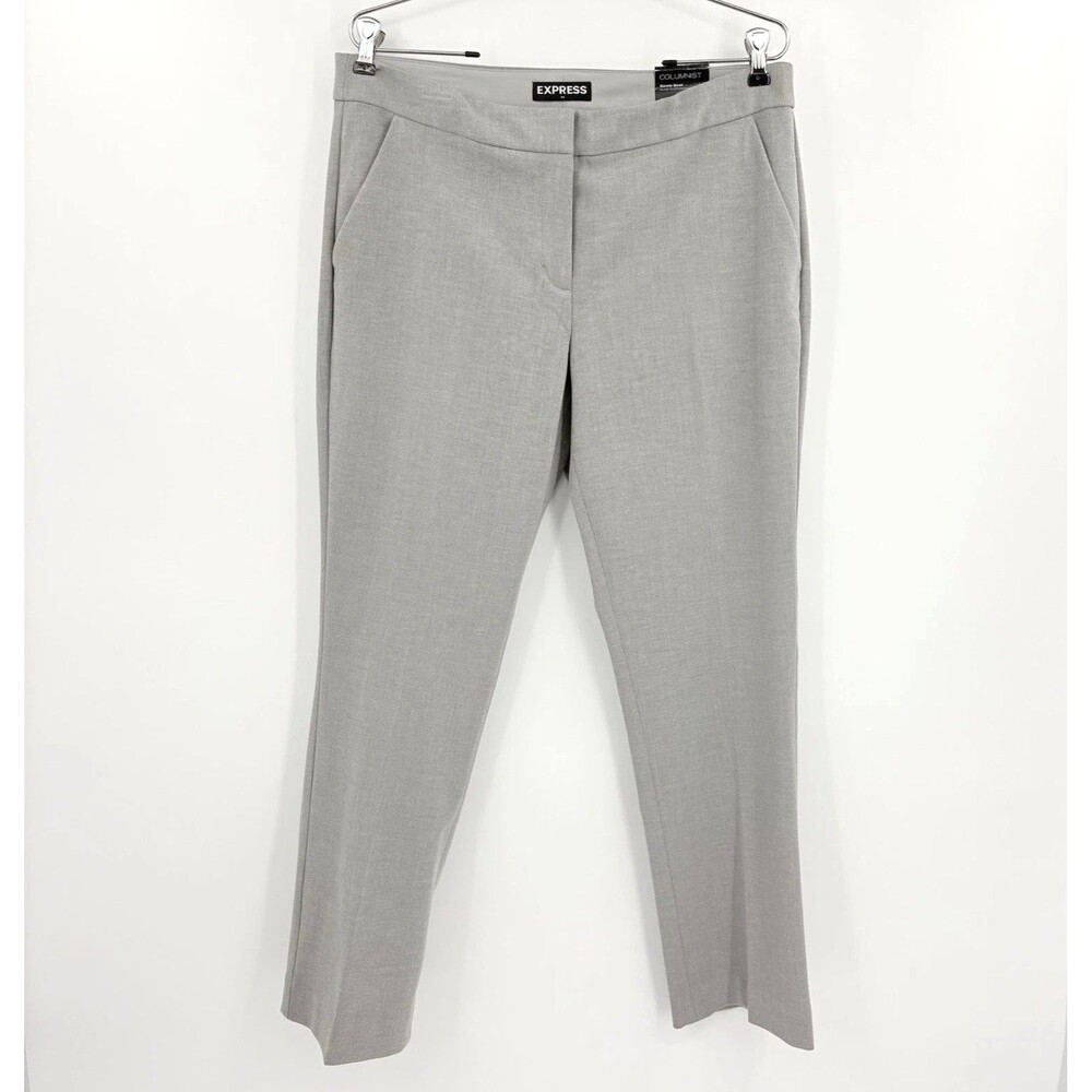 Express Columnist Pants 12 Gray Barely Boot Professional Office Work Preppy Chic - Picture 2 of 9